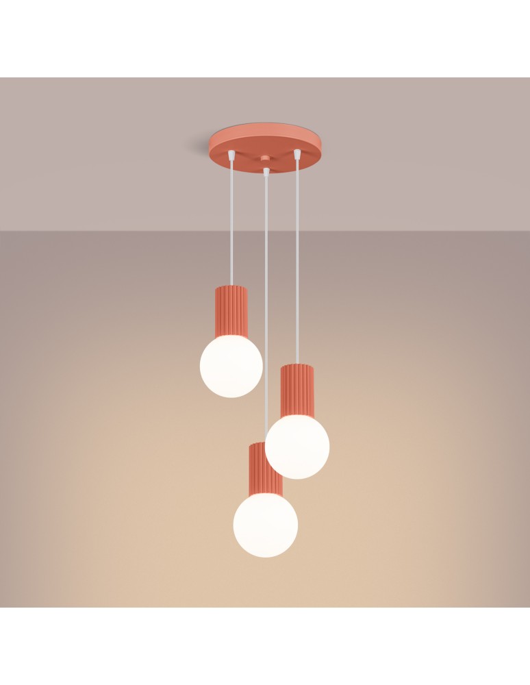 Sollux Lampa wisząca HALO 3P brzoskwiniowa SL.1755 Sollux Lampa wisząca HALO 3P brzoskwiniowa SL.1755