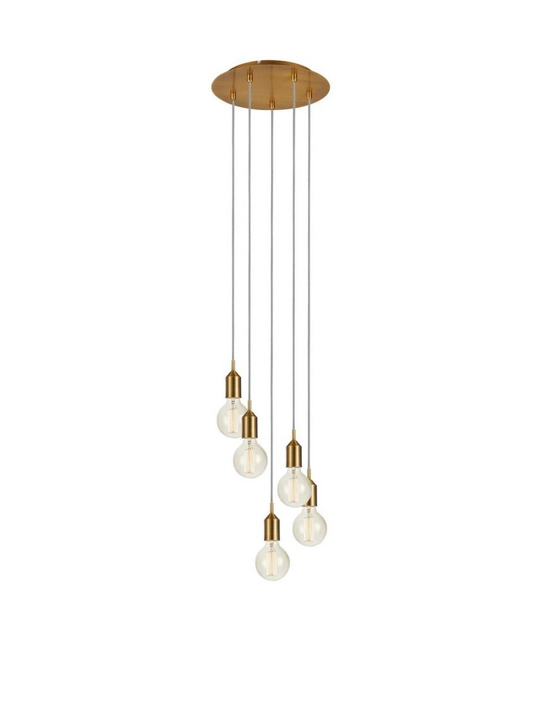 Lampy wiszące żarówki - Markslojd BRONX Wisząca 5L Okrągła Brązowa 108100 - product kolory-swiatla.pl 3