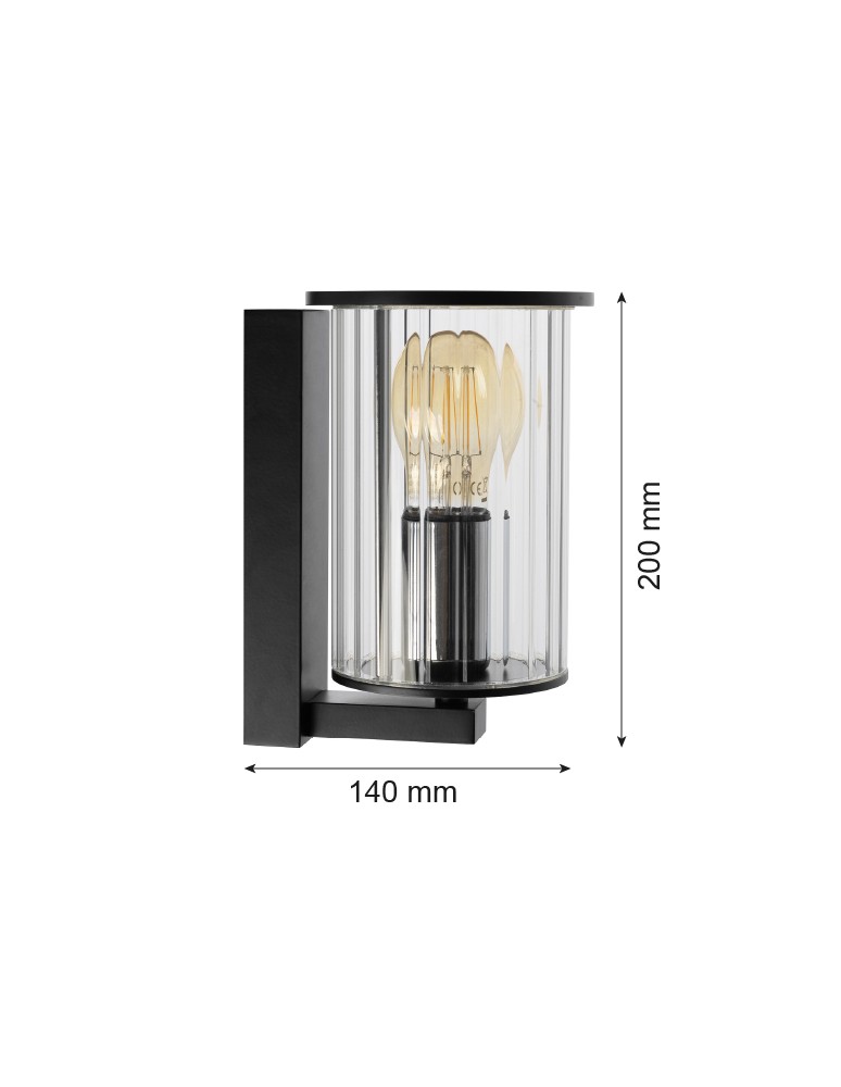 Argon NORFOLK 8748 kinkiet ogrodowy 1 pł. czarny + transparentny E27 (nie zawiera źródła światła) / 230V aluminium lakiero