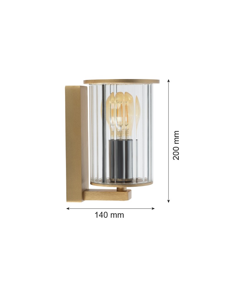 Kinkiety zewnętrzne - Argon NORFOLK 8752 kinkiet ogrodowy 1 pł., złoty + transparentny E27 (nie zawiera źródła światła) / 230V aluminium lakier - product kolory-swiatla.pl 5