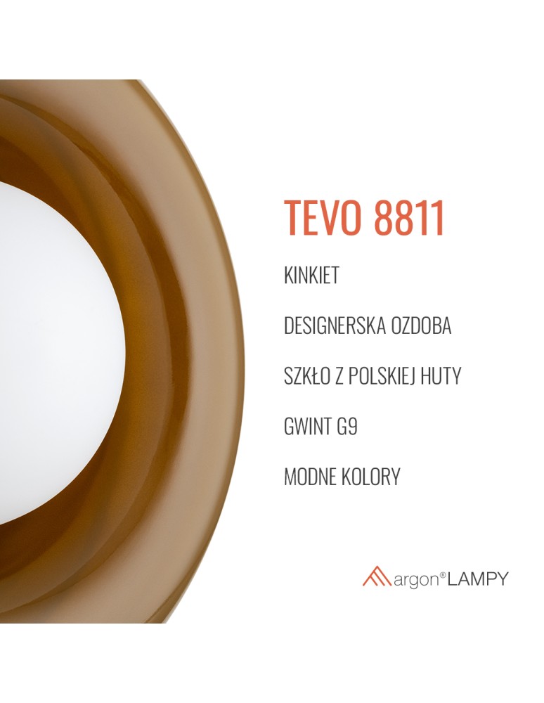 Argon TEVO 8811 kinkiet 1 pł., bursztyn kryjący, opal mat G9 (nie zawiera źródła światła) / 230V szkło