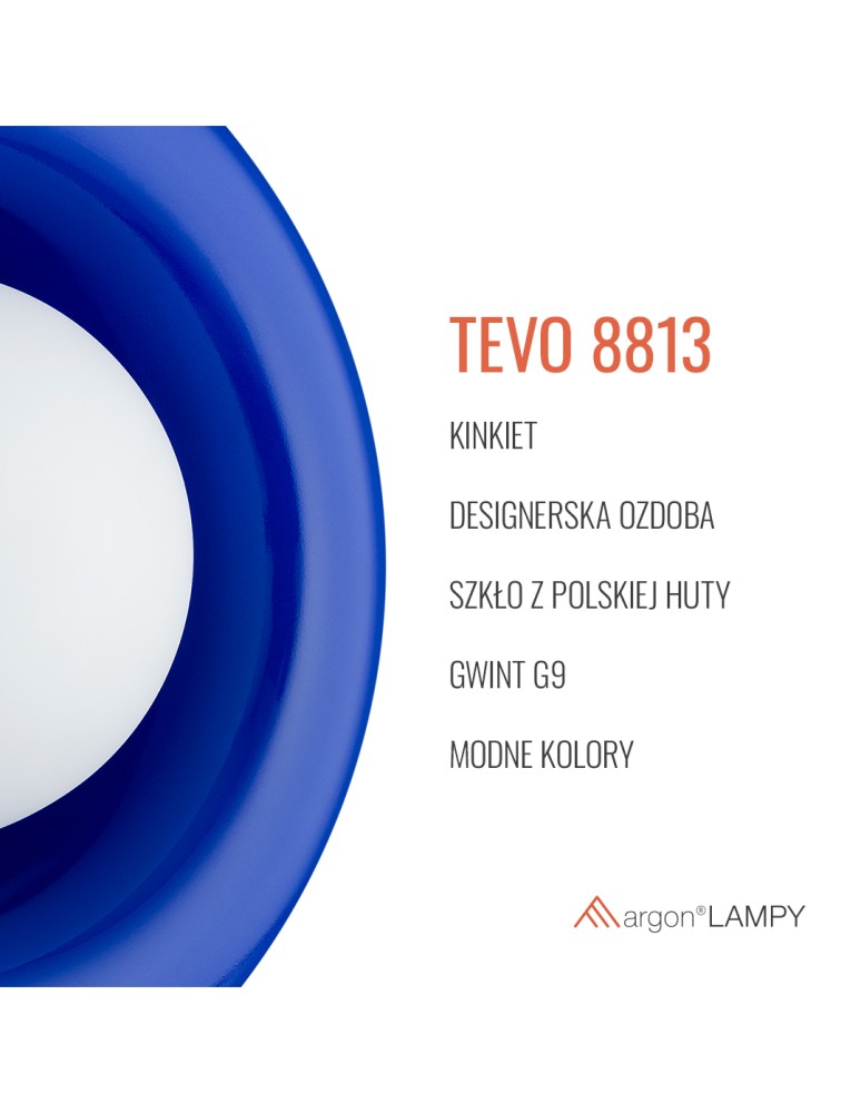 Argon TEVO 8813 kinkiet 1 pł., kobalt, opal mat G9 (nie zawiera źródła światła) / 230V szkło Argon TEVO 8813 kinkiet 1 pł., kobalt, opal mat G9 (nie zawiera źródła światła) / 230V szkło
