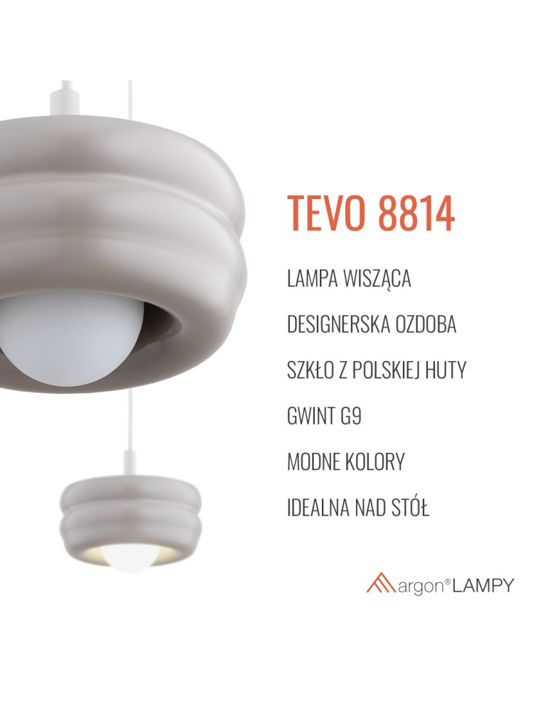 Argon TEVO 8814 lampa wisząca 1 pł., kaszmir piaskowy, opal mat G9 (nie zawiera źródła światła) / 230V szkło, stal lakie