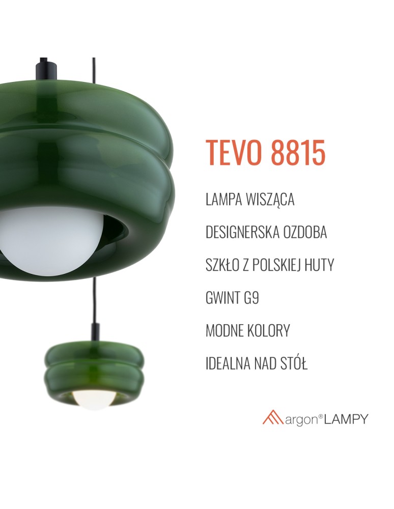 Argon TEVO 8815 lampa wisząca 1 pł., butelkowa zieleń, opal mat G9 (nie zawiera źródła światła) / 230V szkło, stal laki