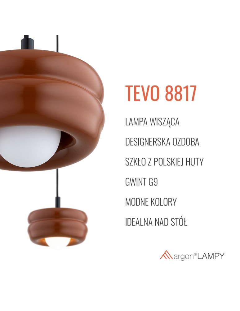 Argon TEVO 8817 lampa wisząca 1 pł., terakota, opal mat G9 (nie zawiera źródła światła) / 230V szkło, stal lakierowana