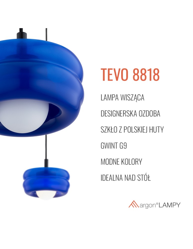 Argon TEVO 8818 lampa wiszaca 1 pł., kobalt, opal mat G9 (nie zawiera źródła światła) / 230V szkło, stal lakierowana