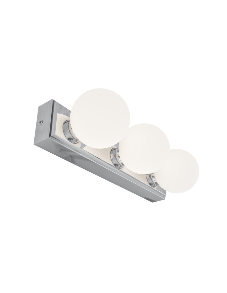 Open Design Highlights Merino Parette Cromo 30 IP44 Kinkiet 3XG9 Max 8W LED 230V Biały Opal|Chrom OR85709