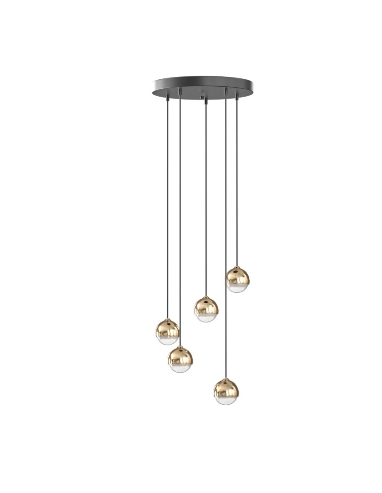 Open Design Highlights Bolicina V Gold Wisząca 5x5W LED 3000K 230V 2680lm Transparentny|Złoty OR85518