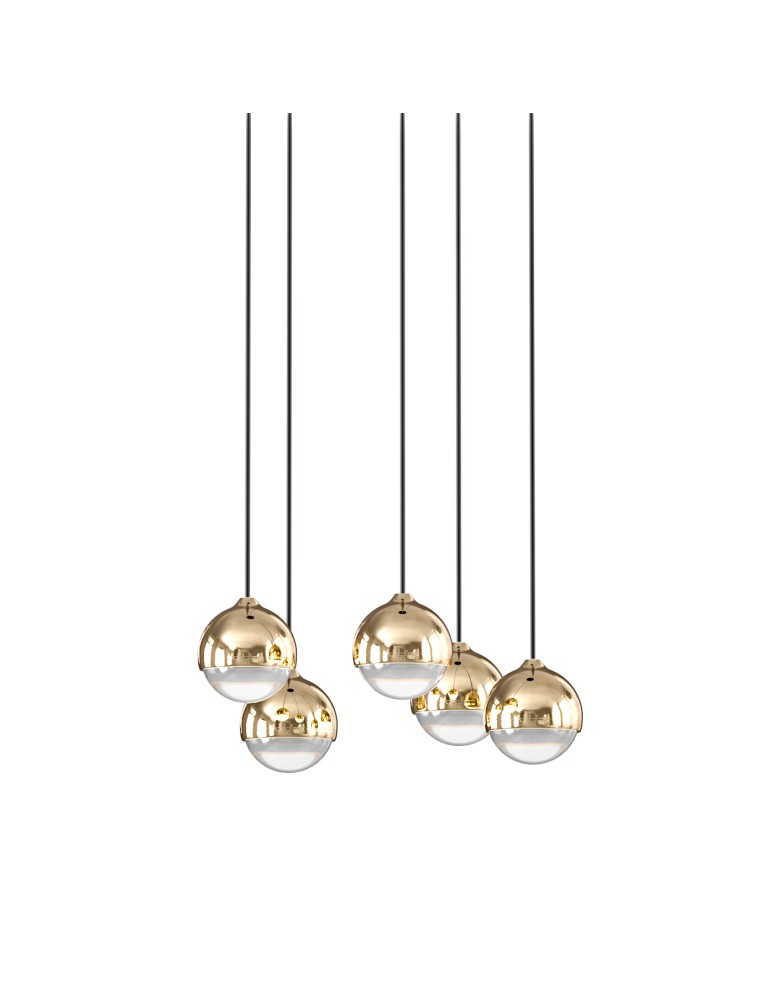 Open Design Highlights Bolicina V Gold Wisząca 5x5W LED 3000K 230V 2680lm Transparentny|Złoty OR85518