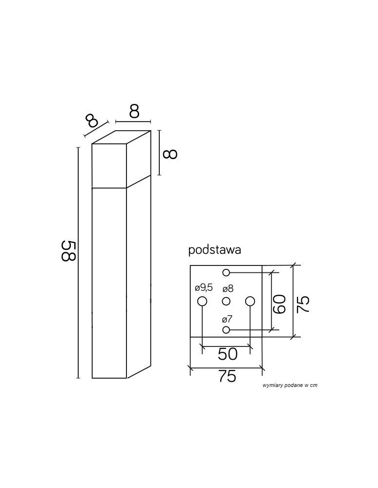 SU-MA CUBE 58cm 1x20W E27 230V Srebrny CB-580 AL Stojąca
