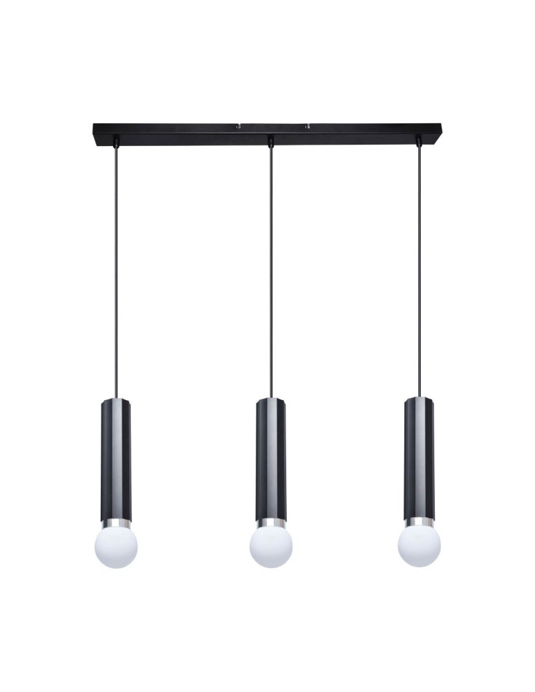 Lampy wiszące na listwie - Italux Macera Wisząca 3xE27 piaskowy czarny PND-33849-3-BK - product kolory-swiatla.pl 3