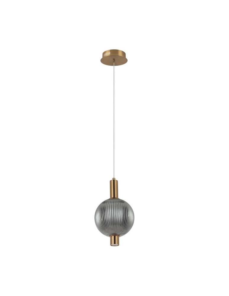 Lampy wiszące pojedyncze - Italux Lenti Wisząca LED 7W 3000K 310 lm Czarny, złoty PND-83631-1-BRO-SG - product kolory-swiatla.pl 3