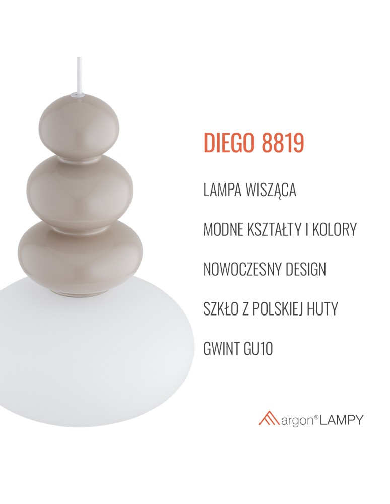 Argon DIEGO 8819  GU10 (nie zawiera źródła światła) / 230V szkło, stal lakierowana