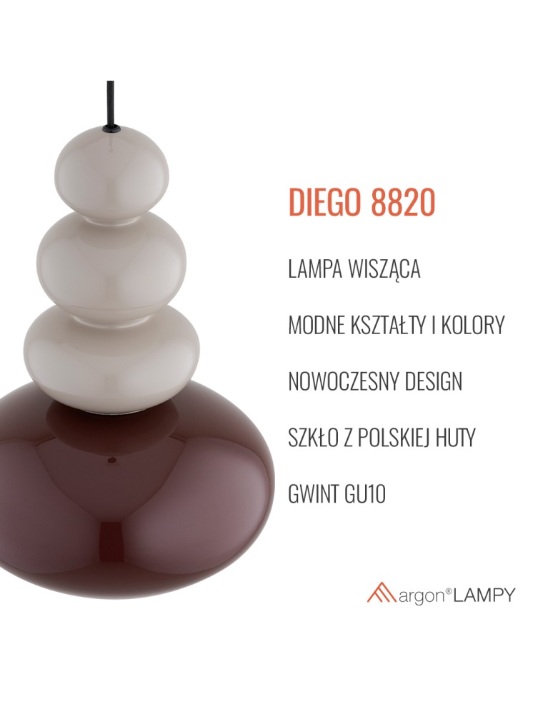 Argon DIEGO 8820  GU10 (nie zawiera źródła światła) / 230V szkło, stal lakierowana Argon DIEGO 8820  GU10 (nie zawiera źródła światła) / 230V szkło, stal lakierowana