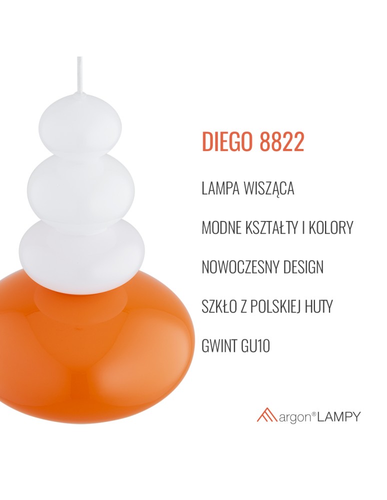 Argon DIEGO 8822 GU10 (nie zawiera źródła światła) / 230V szkło, stal lakierowana Argon DIEGO 8822 GU10 (nie zawiera źródła światła) / 230V szkło, stal lakierowana
