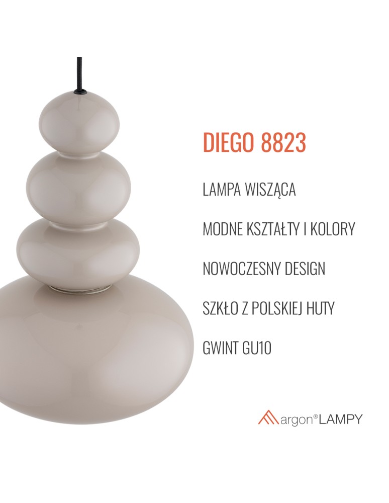 Argon DIEGO 8823  GU10 (nie zawiera źródła światła) / 230V szkło, stal lakierowana Argon DIEGO 8823  GU10 (nie zawiera źródła światła) / 230V szkło, stal lakierowana