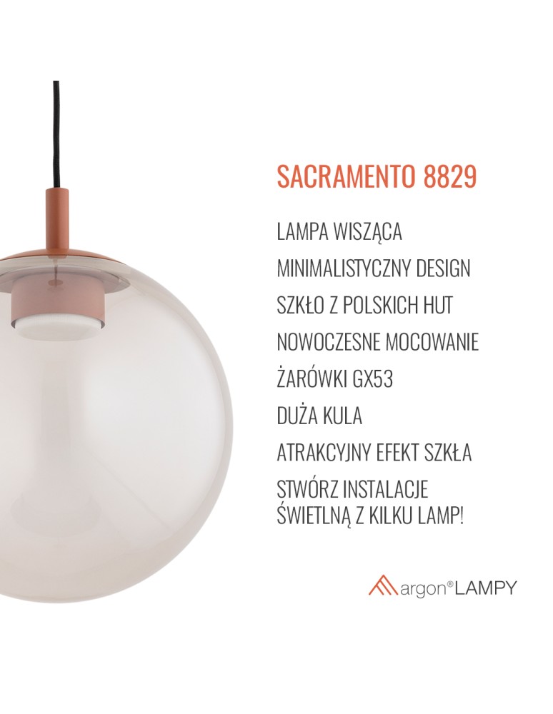 Argon SACRAMENTO 8829 GX53 (żarówka o mocy 8W stanowi element gratisowy - na wyposażeniu) / 230V 2700K szkło, stal lakierow Argon SACRAMENTO 8829 GX53 (żarówka o mocy 8W stanowi element gratisowy - na wyposażeniu) / 230V 2700K szkło, stal lakierow