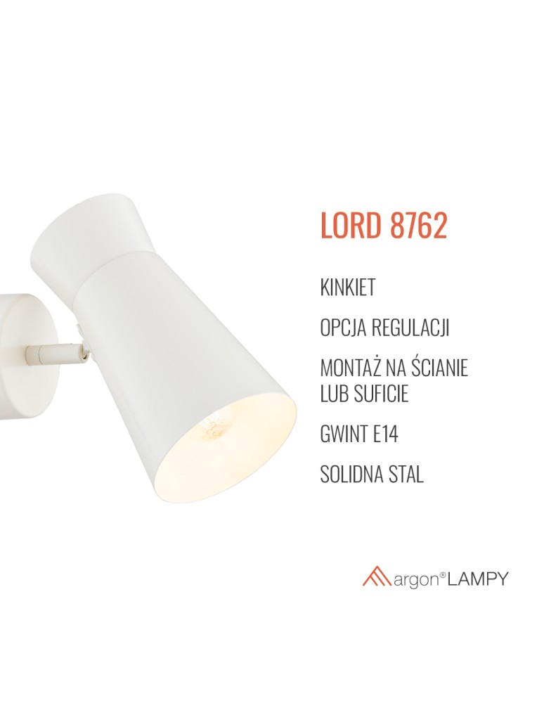 Argon LORD 8762  E14 (nie zawiera źródła światła) / 230V stal lakierowana Argon LORD 8762  E14 (nie zawiera źródła światła) / 230V stal lakierowana