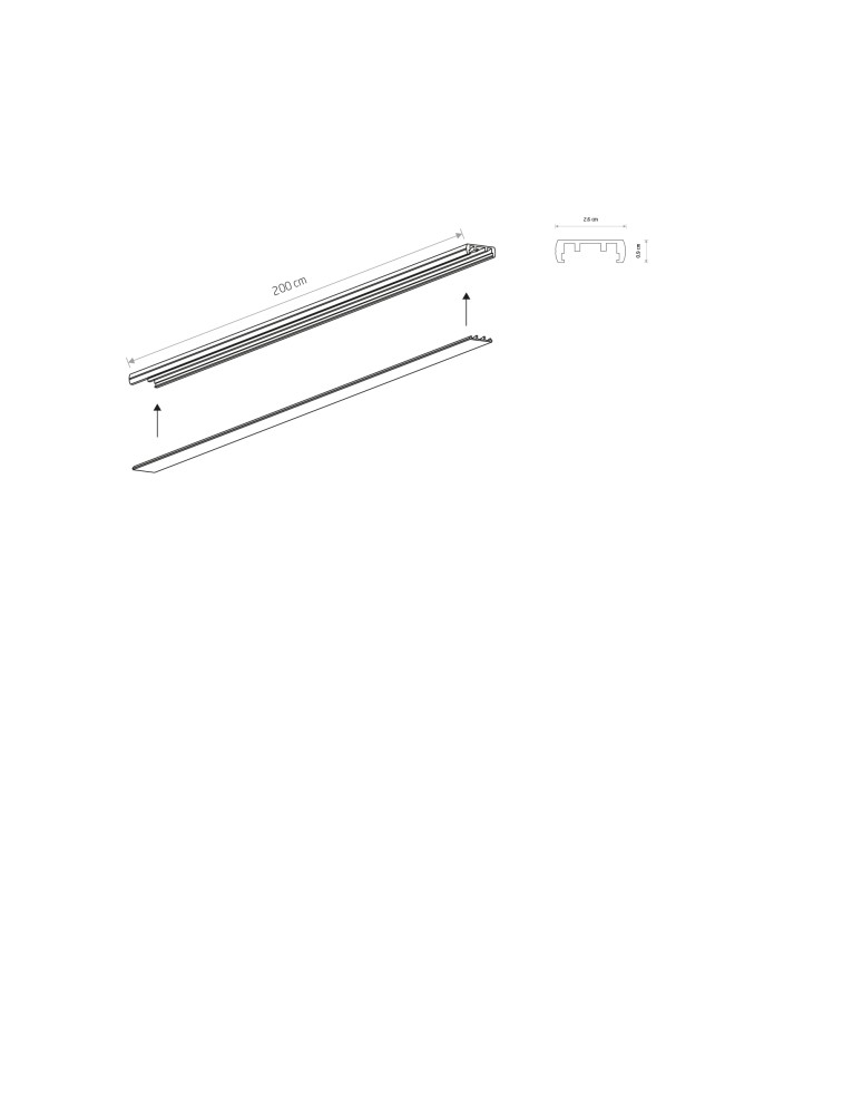 Nowodvorski UT-LVM TRACK 2M Systemy szynowe 1-obwodowy niskonapięciowy 48V   UT- LVM Szynoprzewód Natynkowe  Czarny 11318