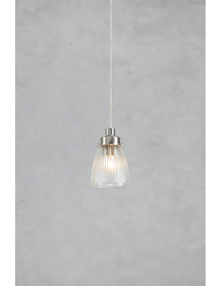 Lampy wiszące pojedyncze - Markslojd BELLIS Wisząca 1L Przezroczysty/Nikiel Satynowy 109009 - product kolory-swiatla.pl 2