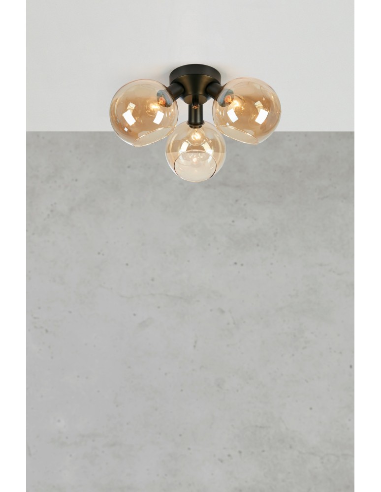Lampy sufitowe kule - Markslojd ARTIS Sufitowa 3L Bursztynowy/Czarny 108997 - product kolory-swiatla.pl 2