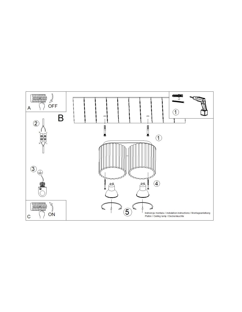 Lampy sufitowe - Sollux Plafon AURA 2 biały GU10 SL.1780 - product kolory-swiatla.pl 8