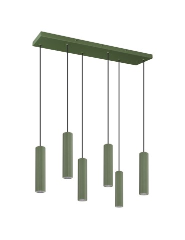 Thoro Lampa wisząca IVAR 6L zielona oliwka LED 3000K TH.589