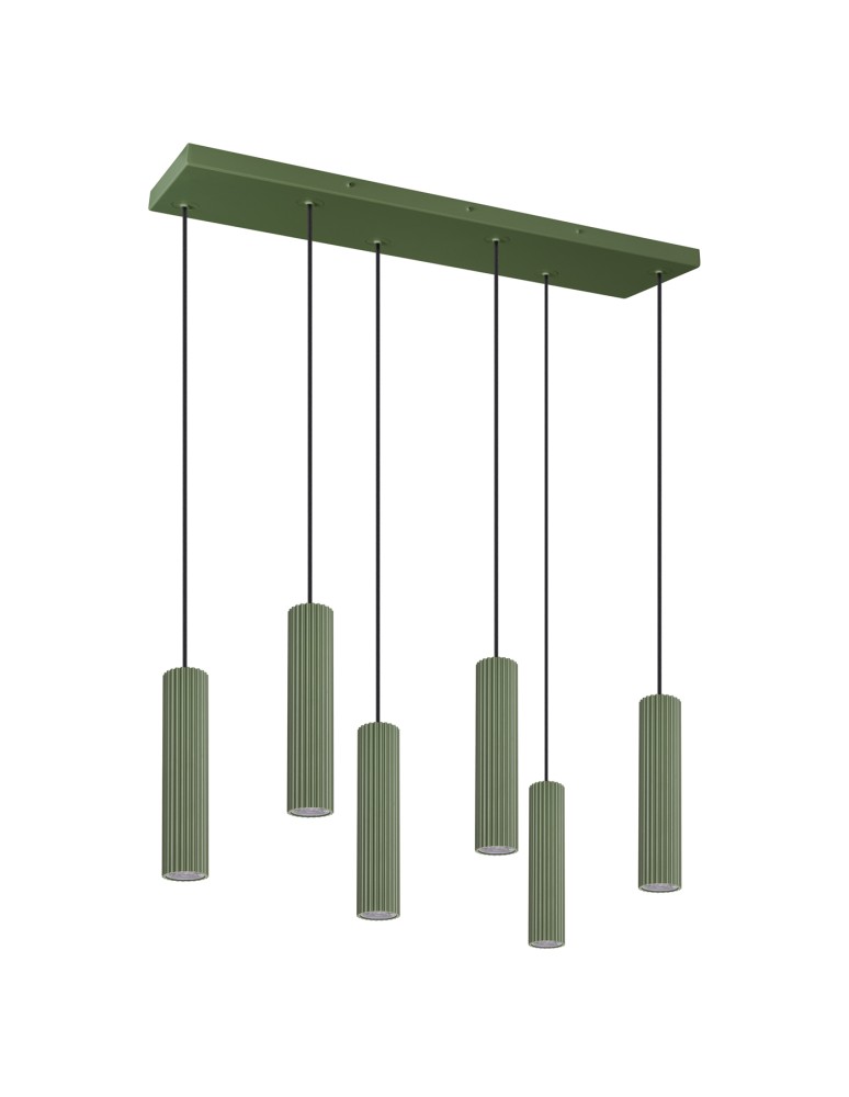 Thoro Lampa wisząca IVAR 6L zielona oliwka LED 4000K TH.629