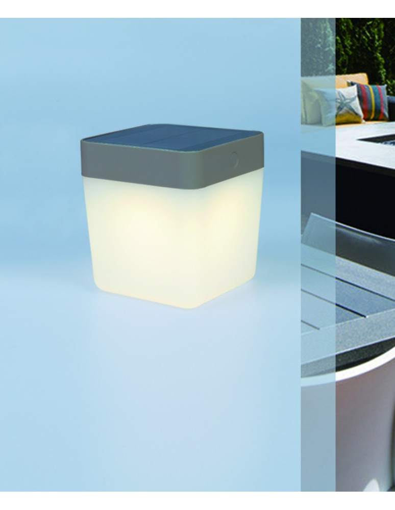 Lampy solarne - Lutec TABLE CUBE Zewnętrzna LED Srebrnoszary 6908001337 - produkt kolory-swiatla.pl 7