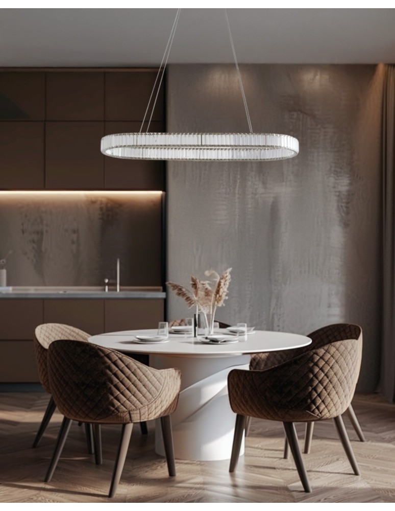 Lampy wiszące glamour - Azzardo SPARKING PENDANT 120 CCT DIMM CH + PILOT Wisząca Chrom Połyskujący Zmienna Barwa Światła AZ6566 - product kolory-swiatla.pl 2