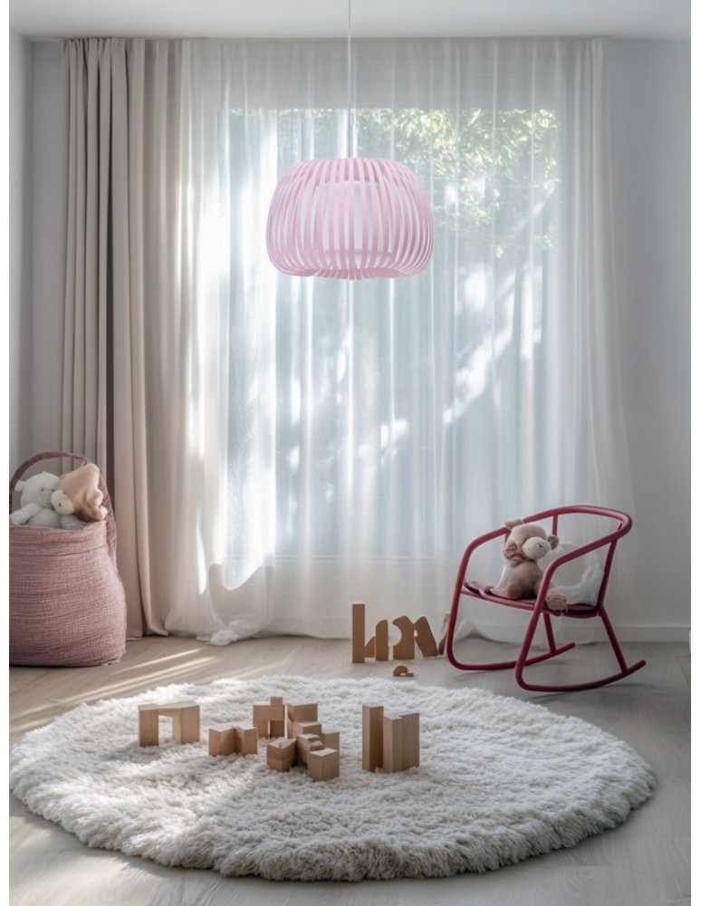 Lampy wiszące dziecięce - Azzardo AGORA PENDANT PINK Wisząca Różowy Tkanina AZ6645 - product kolory-swiatla.pl 2