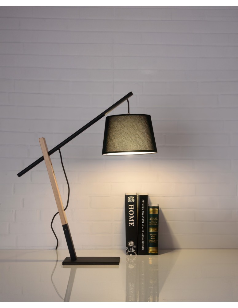Lampy stołowe z abażurem - Azzardo GARDA TABLE BK Czarny 1xE27 Stołowa z Abażurem Regulacja Wysokości AZ5644 - product kolory-swiatla.pl 2