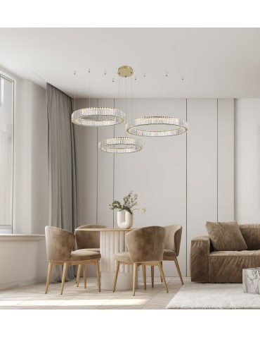 Azzardo SPARK Wisząca 40+60+80 DIMM GO Złoty Połysk/Transparentny 3xLED Opcja Ściemniania AZ5794 - produkt 2