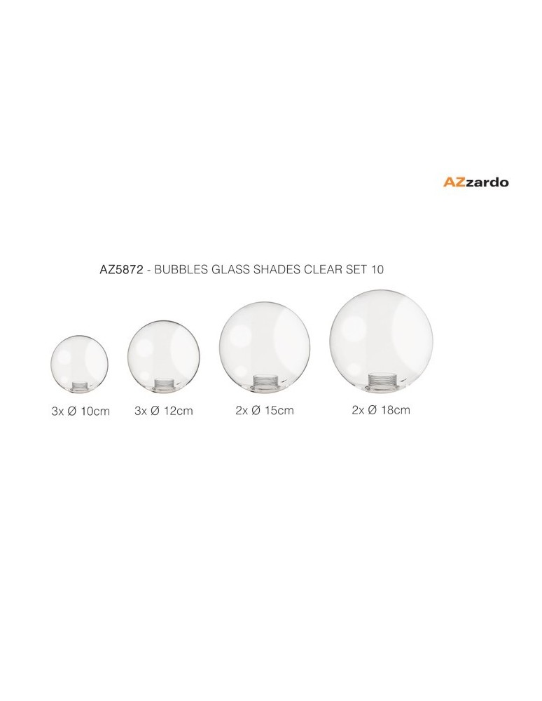 Azzardo BUBBLES Zestaw Szklanych Kloszy 10 Transparentny AZ5872