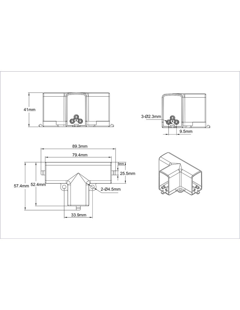 Linie świetlne LED - Light Prestige Łącznik T elektryczny do oświetlenia modułowego Geometric System New LP-0209 łącznik T - product kolory-swiatla.pl 2