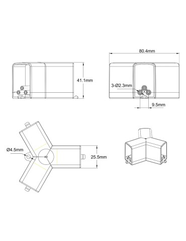 Light Prestige Łącznik 3L 120 elektryczny do oświetlenia modułowego Geometric System New LP-0209 łącznik 3L120 - produkt 2