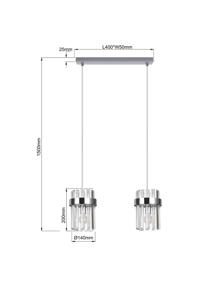 Light Prestige Lampa wisząca Vetro chrom 2xE14 LP-2910/2L CH Light Prestige Lampa wisząca Vetro chrom 2xE14 LP-2910/2L CH