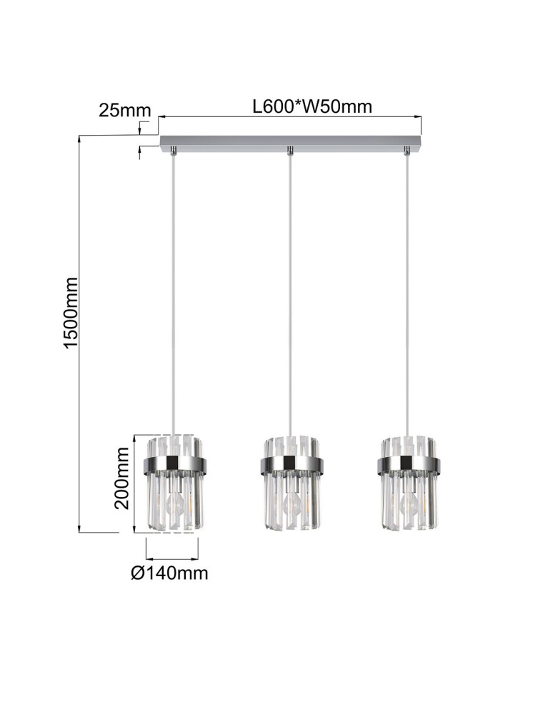Light Prestige Lampa wisząca Vetro chrom 3xE14 LP-2910/3L CH Light Prestige Lampa wisząca Vetro chrom 3xE14 LP-2910/3L CH