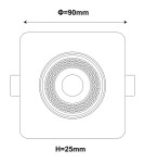 Light Prestige Ruchome kwadratowe oczko podtynkowe Plus czarne LED CCT LP-1506/1RS BK Square Light Prestige Ruchome kwadratowe oczko podtynkowe Plus czarne LED CCT LP-1506/1RS BK Square