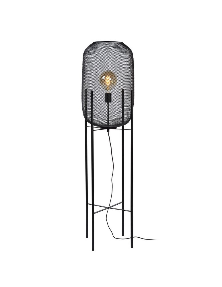 Lampy podłogowe loftowe - industrialne - Lucide MESH Podłogowa 1xE27 czarny 45785/01/30 - produkt kolory-swiatla.pl 1