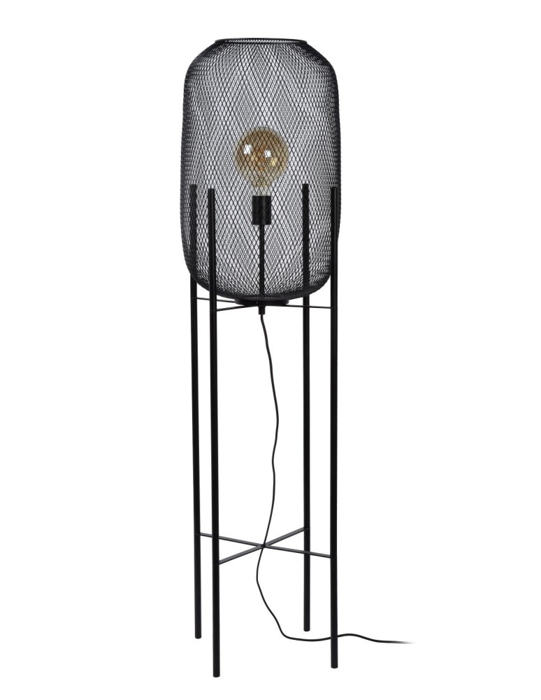 Lampy podłogowe loftowe - industrialne - Lucide MESH Podłogowa 1xE27 czarny 45785/01/30 - produkt kolory-swiatla.pl 3