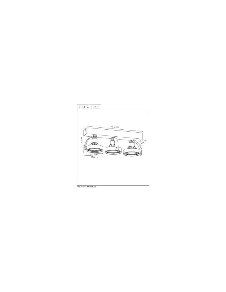 Lampy sufitowe reflektory - Lucide DORIAN Sufitowa 3xGU10 czarny 22968/36/30 - produkt kolory-swiatla.pl 9