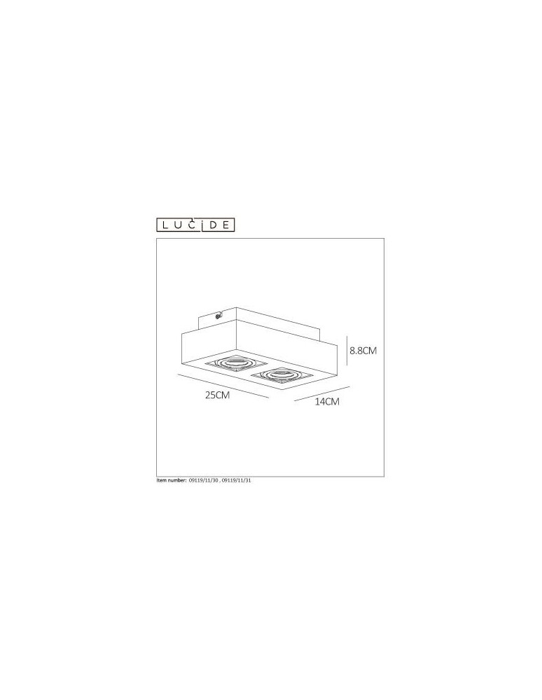 Lucide XIRAX Sufitowa 2xGU10 czarny 09119/11/30