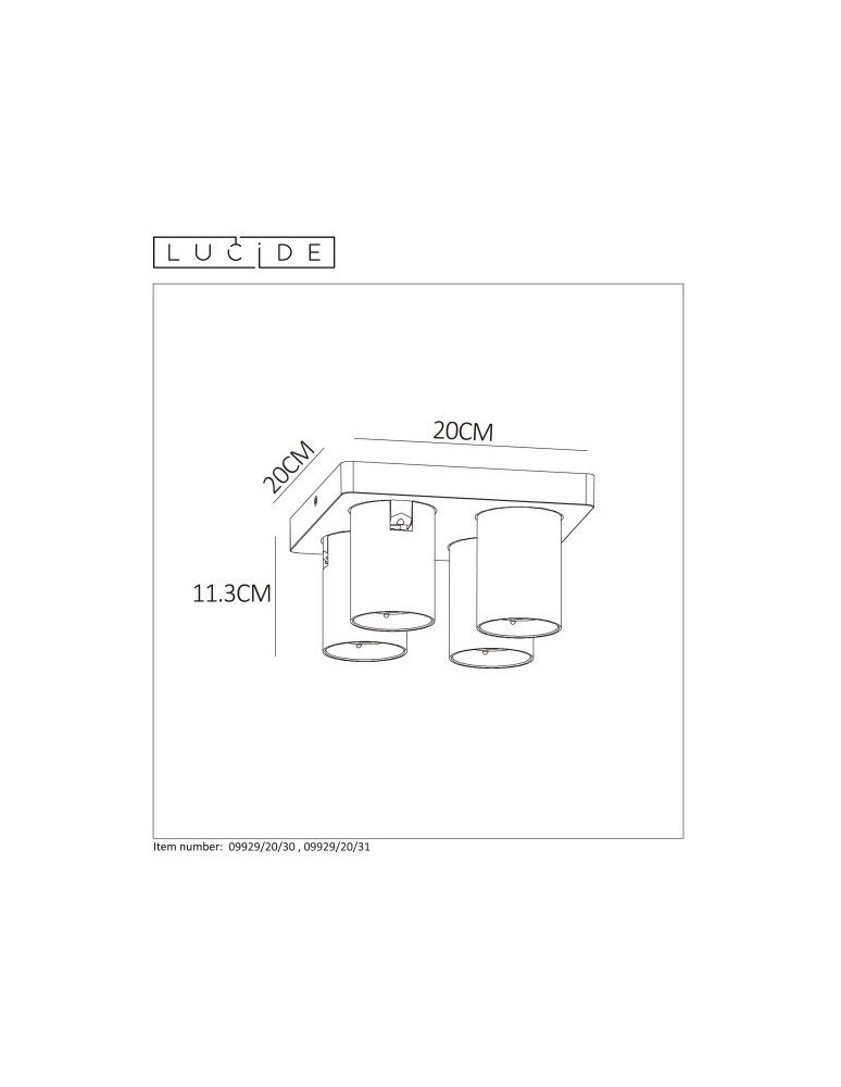 Lampy sufitowe reflektory - Lucide NIGEL Sufitowa 4xGU10 czarny 09929/20/30 - produkt kolory-swiatla.pl 6