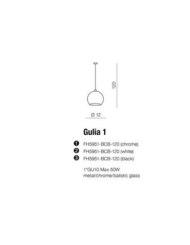 Azzardo GULIA 1 CHROM 1xGU10 Wisząca Chrom AZ0641 - produkt 2