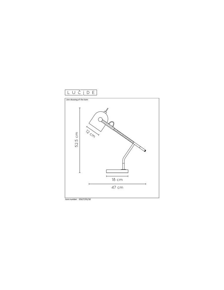 Lampy stołowe do czytania - Lucide WAYLON Biurkowa 1xE27 czarny brązowy 05627/01/30 - produkt kolory-swiatla.pl 17