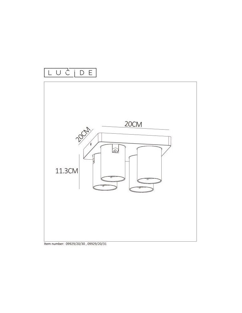 Lampy sufitowe reflektory - Lucide NIGEL Sufitowa 4xGU10 czarny 09929/20/30 - produkt kolory-swiatla.pl 11