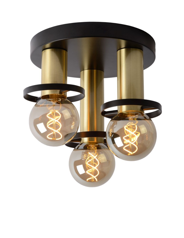 Lampy sufitowe loftowe - industrialne - Lucide ANAKA  Sufitowa 3xE27 czarny satynowy mosiądz 45179/13/30 - produkt kolory-swiatla.pl 1