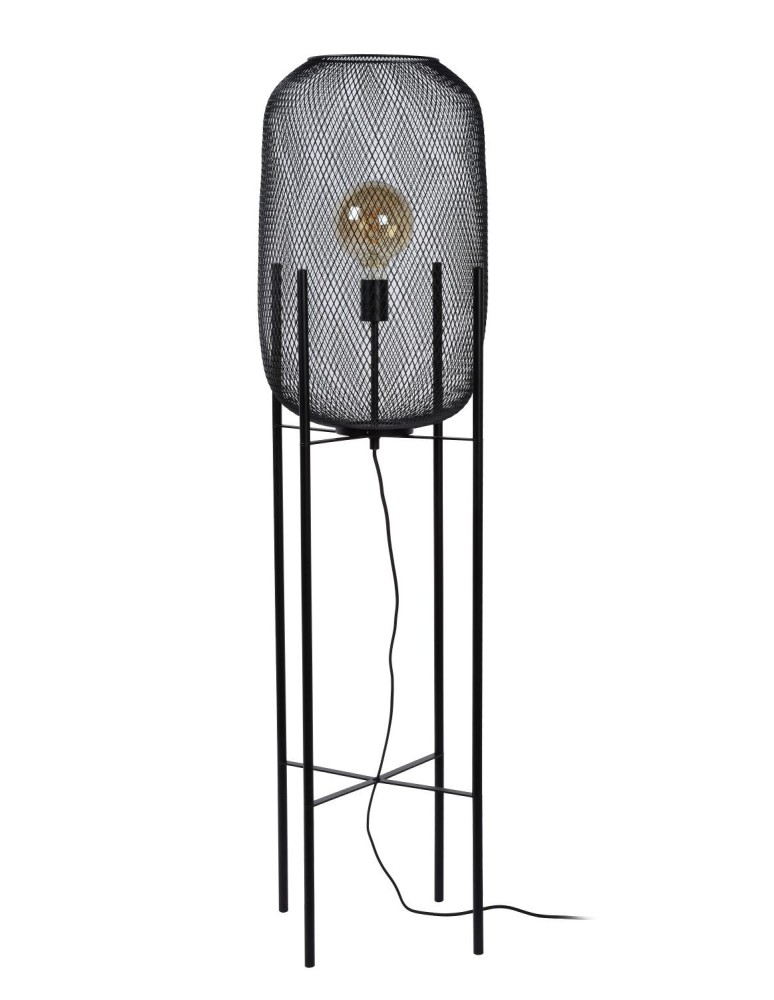 Lampy podłogowe loftowe - industrialne - Lucide MESH Podłogowa 1xE27 czarny 45785/01/30 - produkt kolory-swiatla.pl 9