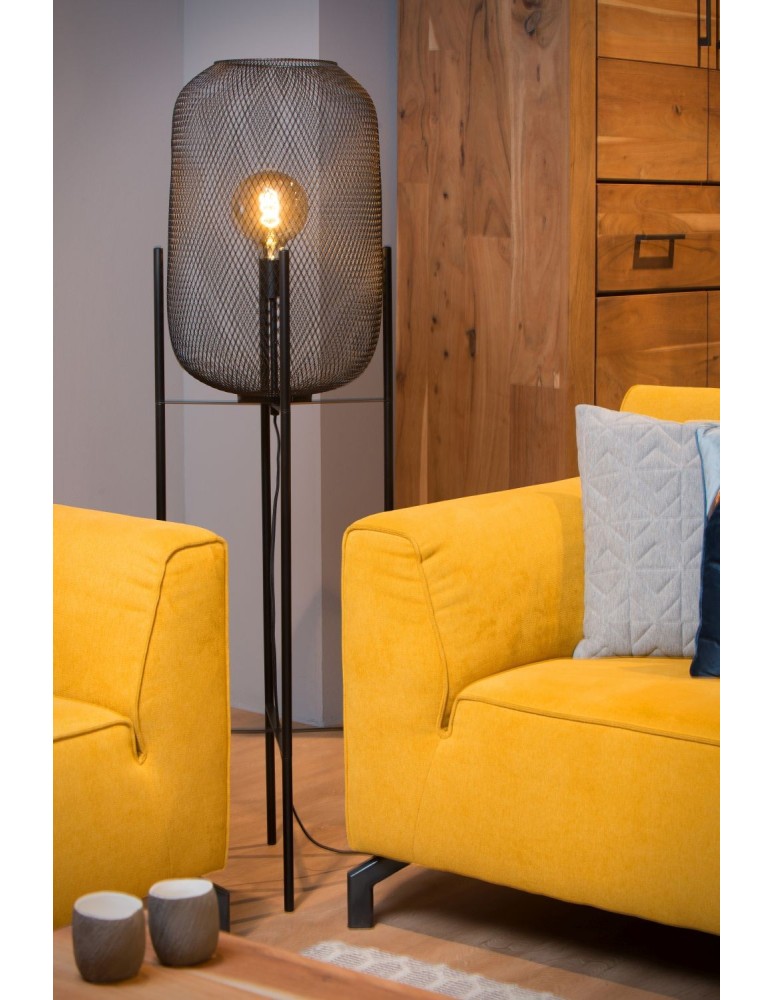 Lampy podłogowe loftowe - industrialne - Lucide MESH Podłogowa 1xE27 czarny 45785/01/30 - produkt kolory-swiatla.pl 11